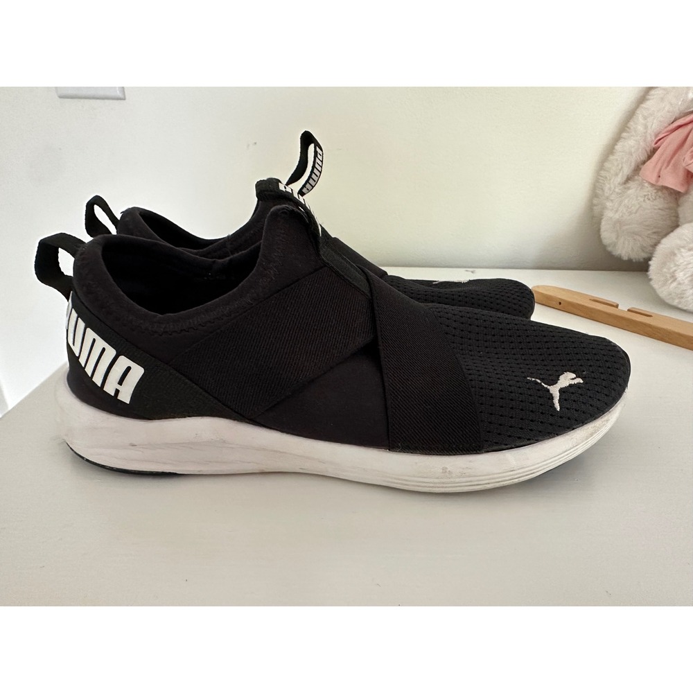 Puma Prowl Alt Satin Womens Training Shoes Black White Slip On 193078-01 Size 8